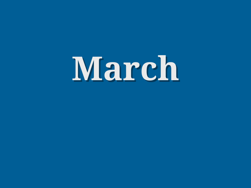 Month landmark holder for March. Click here for a summary of events in March